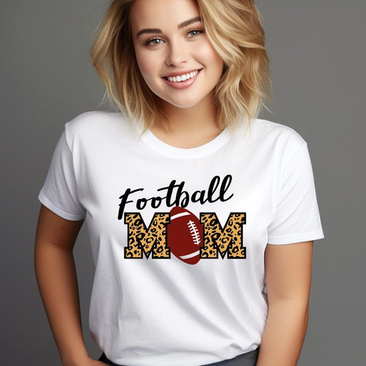 Leopard Football Mom T-Shirt: Game Day Team Spirit Tee®