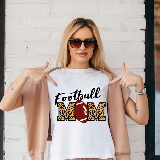 Leopard Football Mom T-Shirt: Game Day Team Spirit Tee®