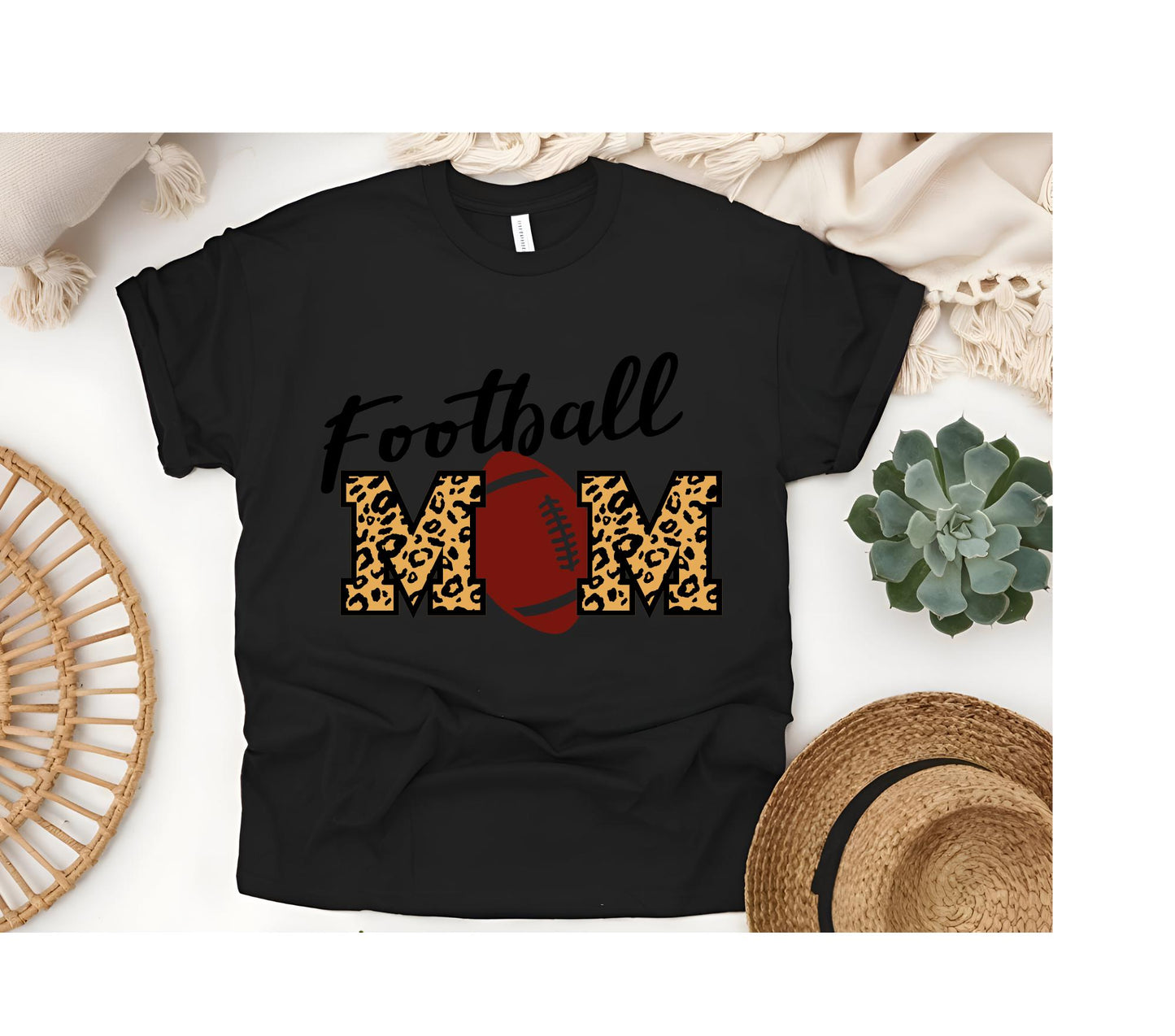 Leopard Football Mom T-Shirt: Game Day Team Spirit Tee®