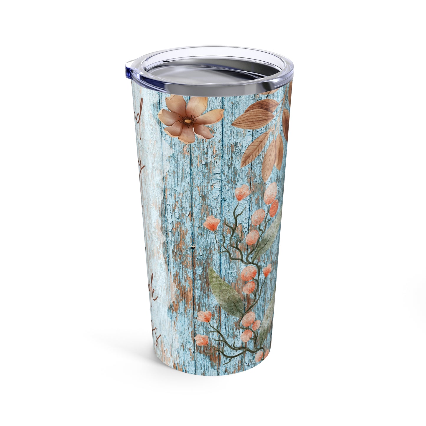 Rustic Wood Tumbler, Farmhouse Style Stainless Steel Drinkware, Double-Wall Insulated Mug for Coffee Lovers, 20oz Cup Holder Gift, Weathered