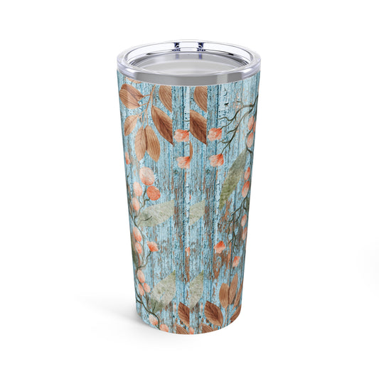 Rustic Wood Tumbler, Farmhouse Style Stainless Steel Drinkware, Double-Wall Insulated Mug for Coffee Lovers, 20oz Cup Holder Gift, Weathered