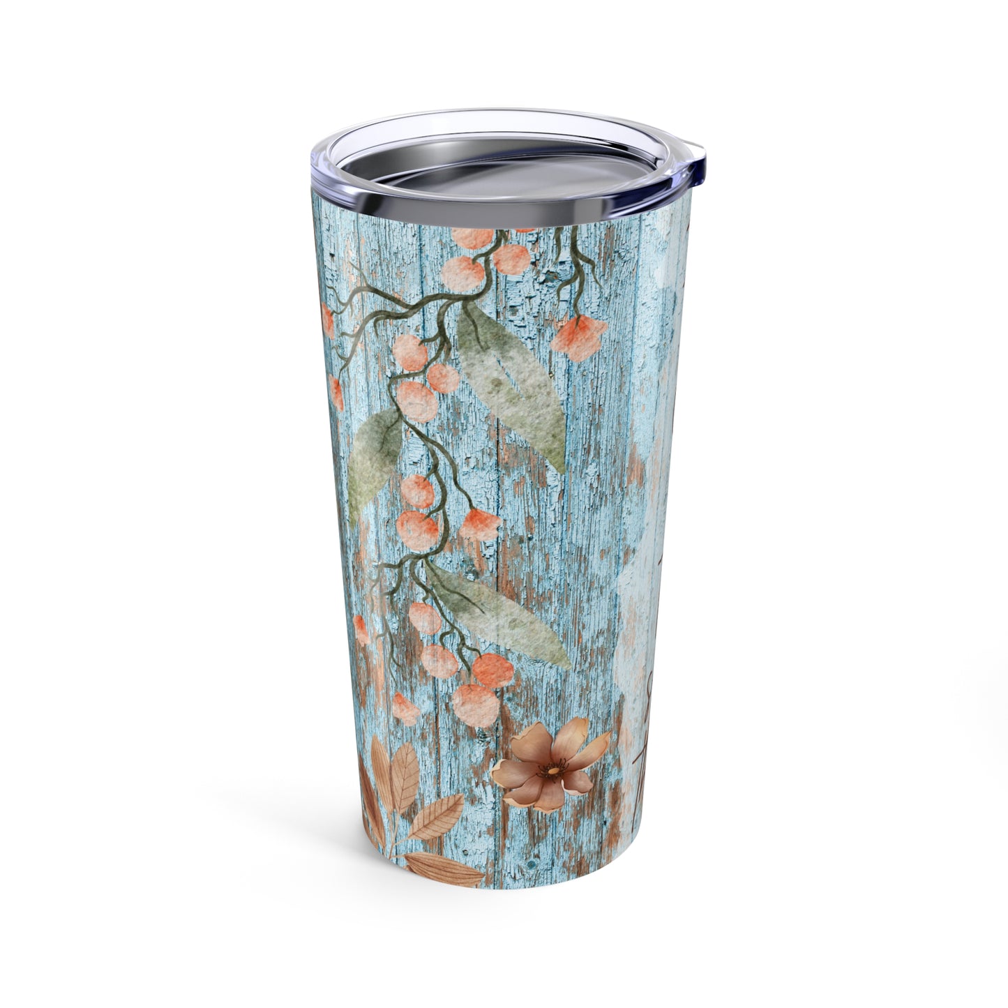 Rustic Wood Tumbler, Farmhouse Style Stainless Steel Drinkware, Double-Wall Insulated Mug for Coffee Lovers, 20oz Cup Holder Gift, Weathered