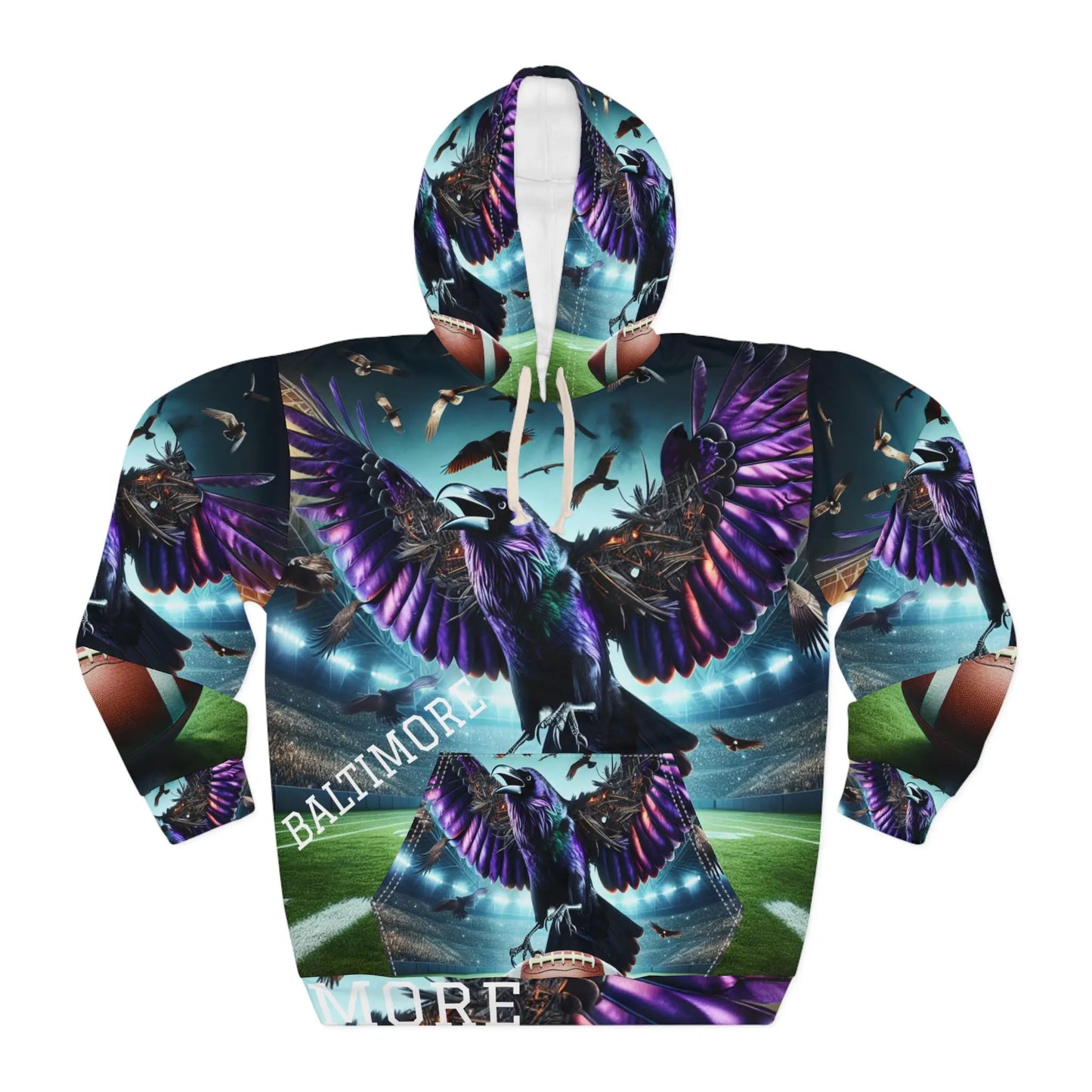 Baltimore Football Collage Hoodie | Ravens Team Spirit Sweatshirt | Game Day Fan Gear | Unisex Football Hoodie®