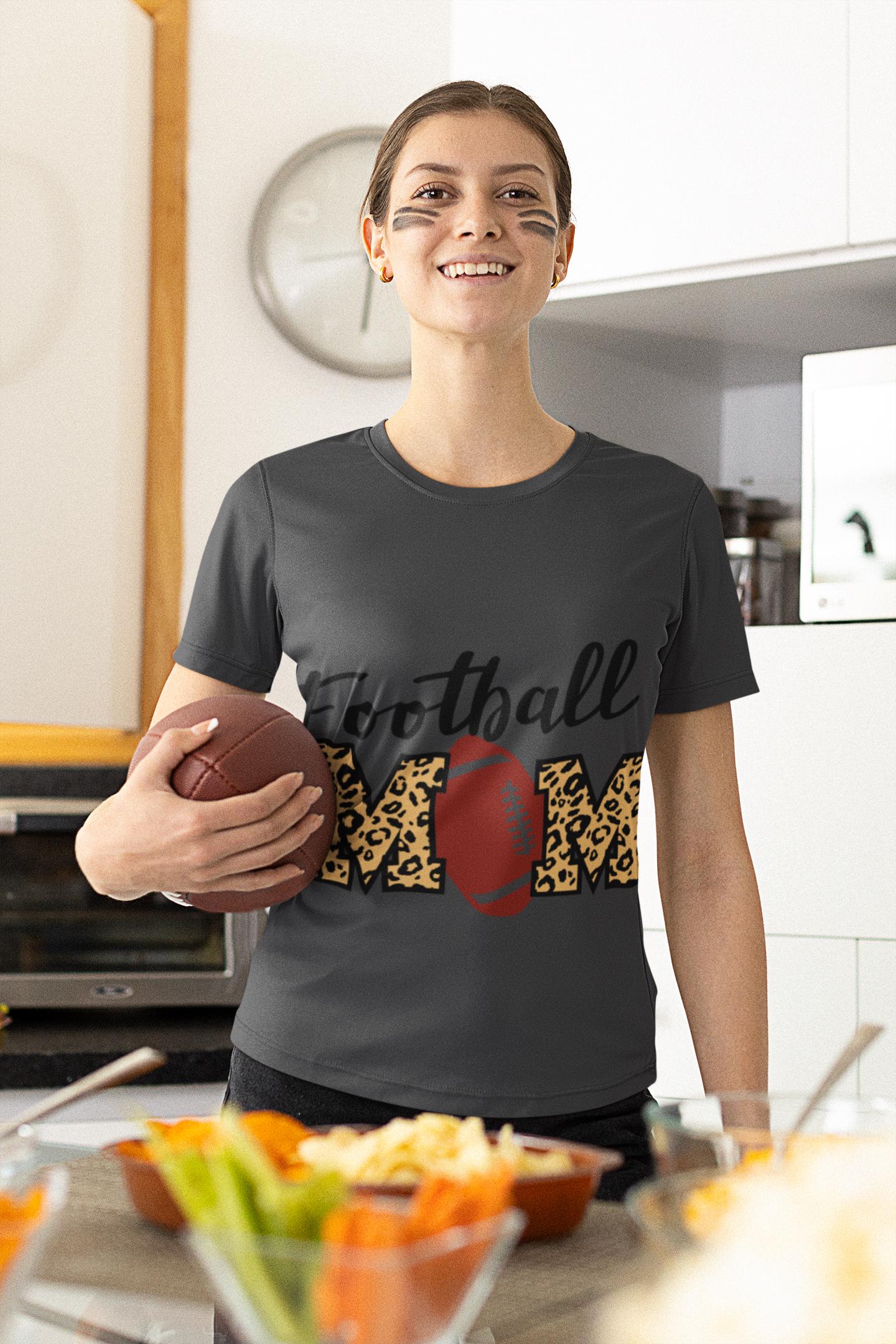 Leopard Football Mom T-Shirt: Game Day Team Spirit Tee®